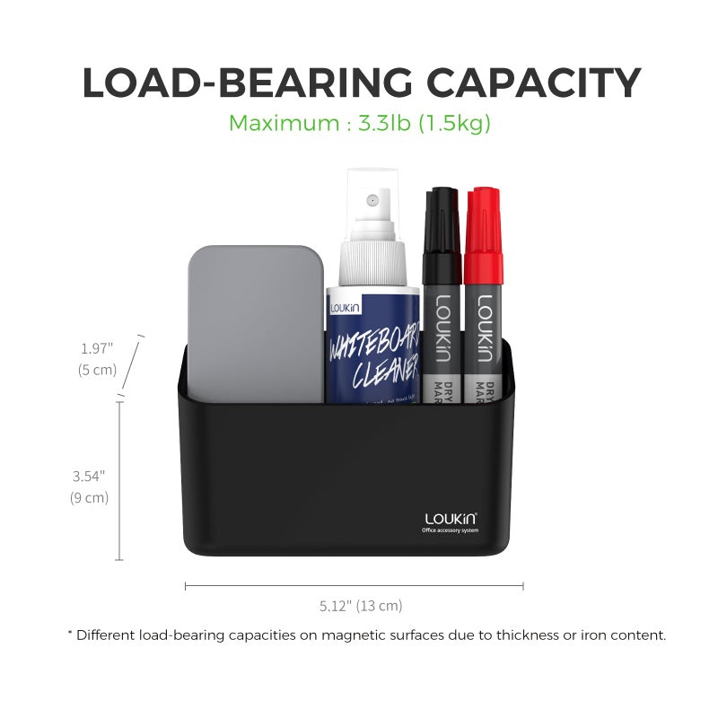 loukin Magnetic Marker Holder, Dry Erase Marker Holder, Remote Control Holder, Magnetic Storage Organizer for Whiteboard or Refrigerators (Black) - Image 4