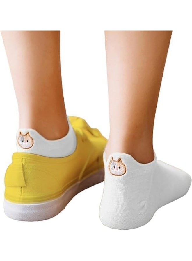 4 أزواج جوارب القطة للنساء, جوارب الكاحل منخفضة القطع الأبيض, جوارب الحيوانات لطيفة مريحة, جوارب قطن الطاقم الأبيض لا عرض دائم, الراحة والقدرة على التنفس, الهدية للمراهقين, البنات, الرجال - Image 1