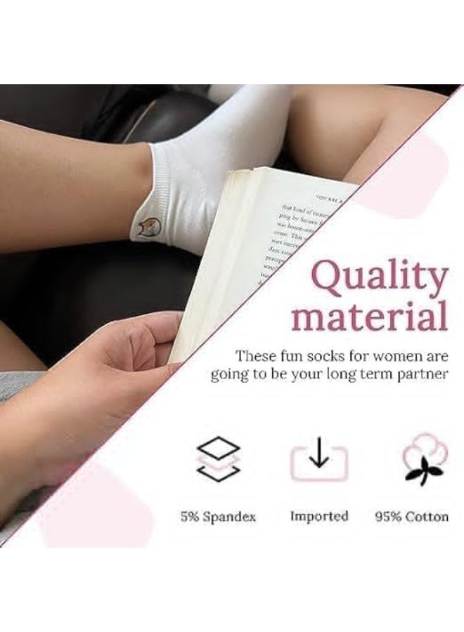 4 أزواج جوارب القطة للنساء, جوارب الكاحل منخفضة القطع الأبيض, جوارب الحيوانات لطيفة مريحة, جوارب قطن الطاقم الأبيض لا عرض دائم, الراحة والقدرة على التنفس, الهدية للمراهقين, البنات, الرجال - Image 5