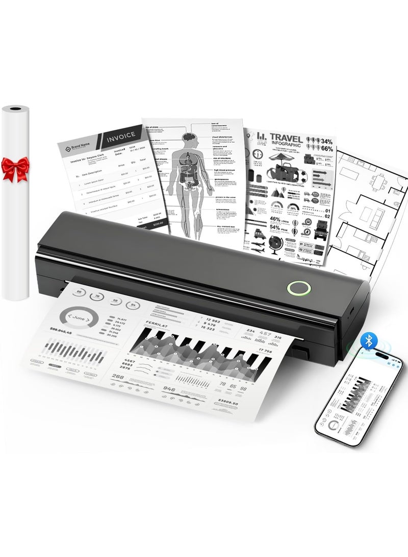 NIIMBOT Portable Printers Wireless for Travel, N80 Wireless Thermal Printer Bluetooth Inkless Printer Support 8.5" X 11" US Letter & A4 Size, Compatible with iOS, Android, Laptop for Office, Home, Car, Black - Image 2