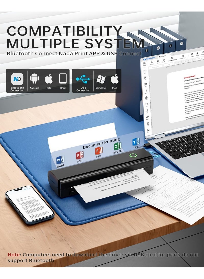 NIIMBOT Portable Printers Wireless for Travel, N80 Wireless Thermal Printer Bluetooth Inkless Printer Support 8.5" X 11" US Letter & A4 Size, Compatible with iOS, Android, Laptop for Office, Home, Car, Black - Image 4