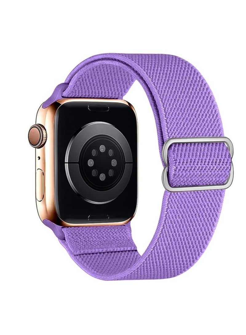 Nylon Solo Loop Stretchy Straps For Apple Watch Band 49mm 45mm 44mm 42mm Purple 