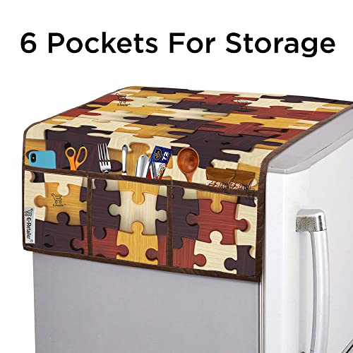 E-Retailer® Exclusive Combo Set of Appliances Cover (1 Pc. of Fridge Top Cover, 2 Pc. of Refrigerator Handle Cover and 3 Pc. Of Refrigerator Mat/Fridge Shelf Mat) (Color- Brown, Set Contains- 6 Pcs.) - Image 2