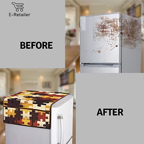 E-Retailer® Exclusive Combo Set of Appliances Cover (1 Pc. of Fridge Top Cover, 2 Pc. of Refrigerator Handle Cover and 3 Pc. Of Refrigerator Mat/Fridge Shelf Mat) (Color- Brown, Set Contains- 6 Pcs.) - Image 3