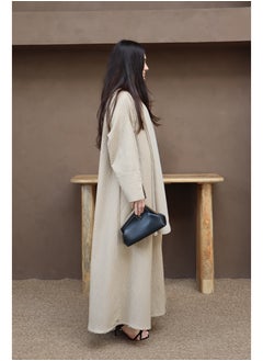 Jimmy Le Bond Textured Waves Abaya with Matching Scarf – Premium Modest Wear (Beige)  - Image 4