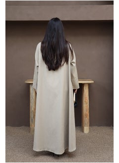 Jimmy Le Bond Textured Waves Abaya with Matching Scarf – Premium Modest Wear (Beige)  - Image 3