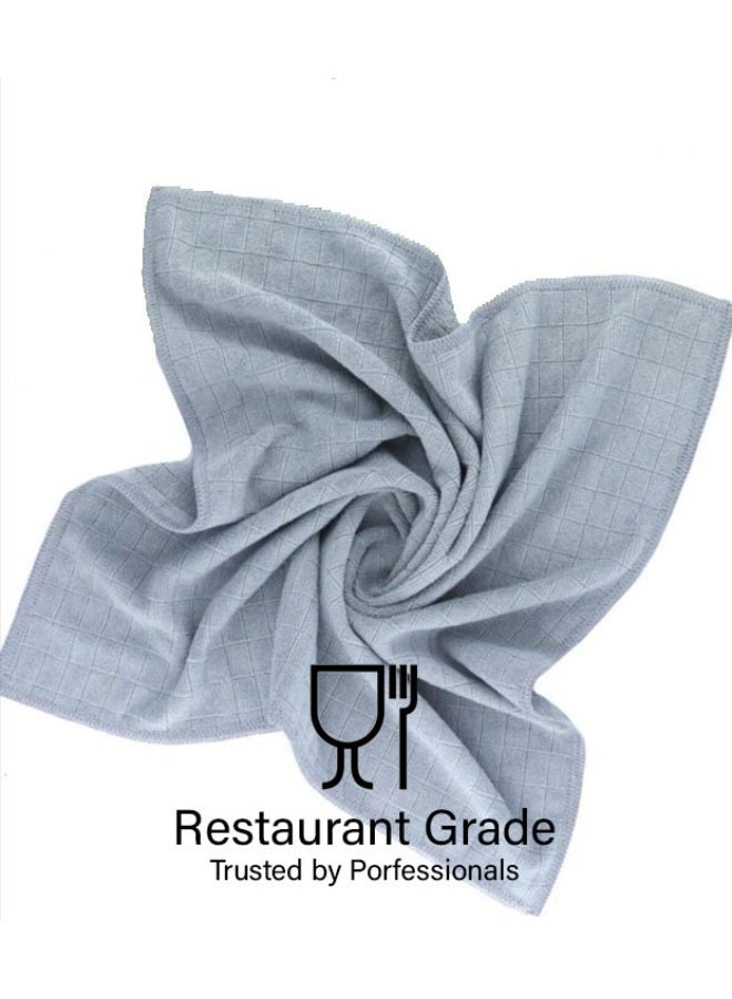 Silver Home Professional Squared Weave Microfiber Kitchen Cloths | Large 40x40 cm, 320 GSM | Lint-Free, Streak-Free | Extra-thick, Tight-knit Fibers | Reusable 3 Pack  - Image 5