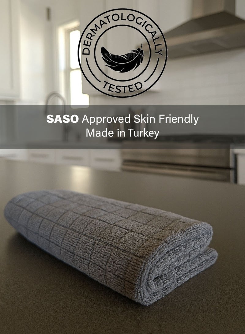 Silver Home Professional Squared Weave Microfiber Kitchen Cloths | Large 40x40 cm, 320 GSM | Lint-Free, Streak-Free | Extra-thick, Tight-knit Fibers | Reusable 3 Pack  - Image 2