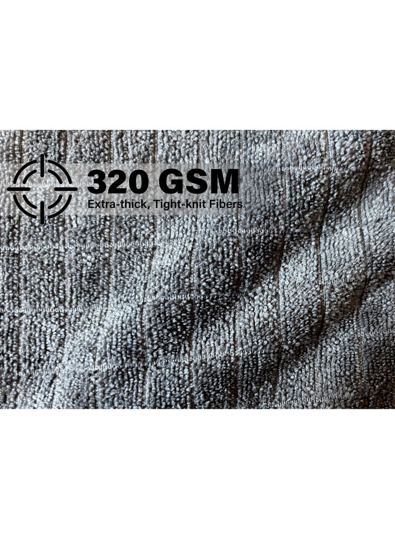 Silver Home Professional Squared Weave Microfiber Kitchen Cloths | Large 40x40 cm, 320 GSM | Lint-Free, Streak-Free | Extra-thick, Tight-knit Fibers | Reusable 3 Pack  - Image 3