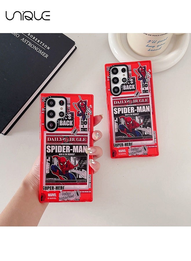 Unique Compatible with Samsung Galaxy S24 Ultra Phone Case - Spider-Man Phone Case - Red Doodle Phone Case - TPU Ultra Thin Shockproof Phone Case - Image 2