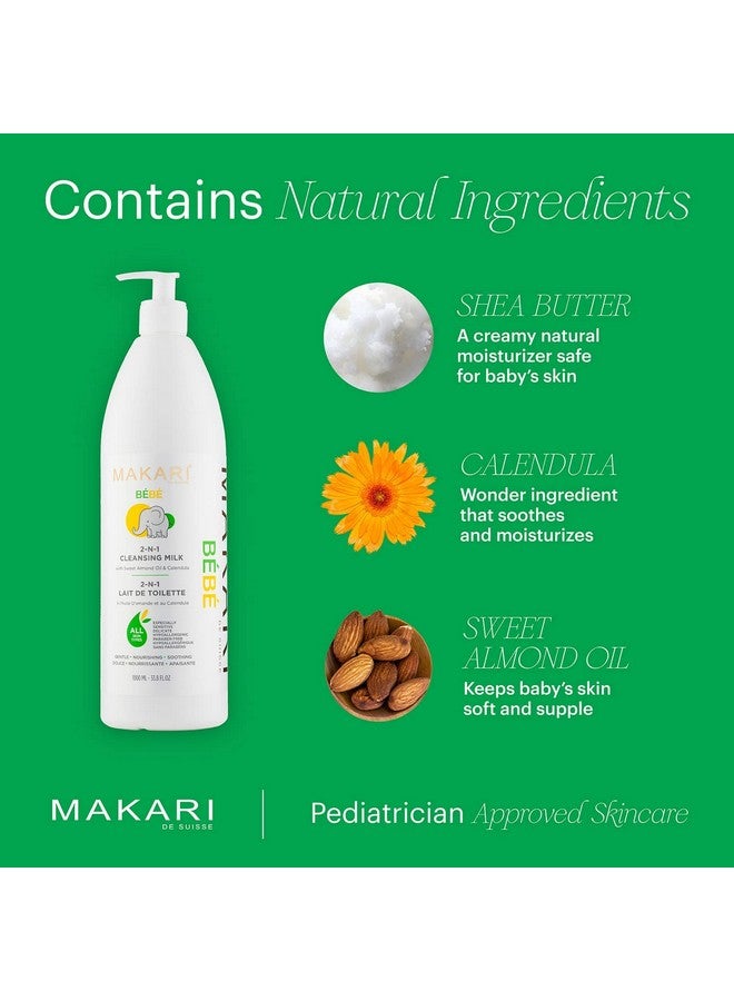 Makari Baby Bath Wash Cleansing Milk 1000 Ml Gentle 2In1 Body Wash And Dry Skin Lotion For Babies Infused With Sweet Almond Oil And Calendula Extract Soothes Dry Skin Eczema And Irritations - Image 3