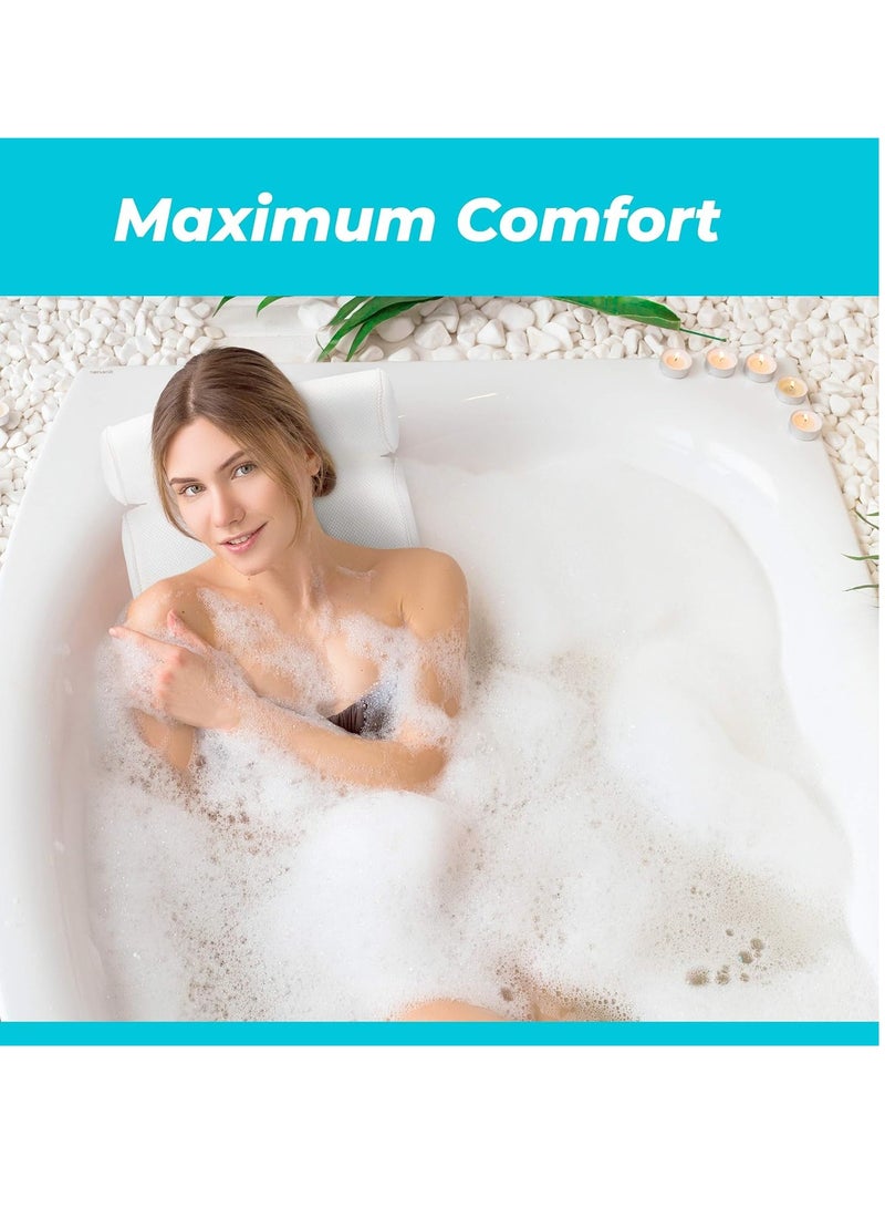 BASIC CONCEPTS BASIC CONCEPTS Bathtub Pillow for Neck and Back Support with Drying Hook, Bathtub Pillow Machine Headrest for Soaking & Straight Back Tubs - Bath Accessories, Machine Washable, 6 Suction Cups  - Image 3