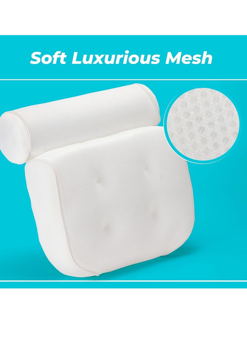 BASIC CONCEPTS BASIC CONCEPTS Bathtub Pillow for Neck and Back Support with Drying Hook, Bathtub Pillow Machine Headrest for Soaking & Straight Back Tubs - Bath Accessories, Machine Washable, 6 Suction Cups  - Image 4