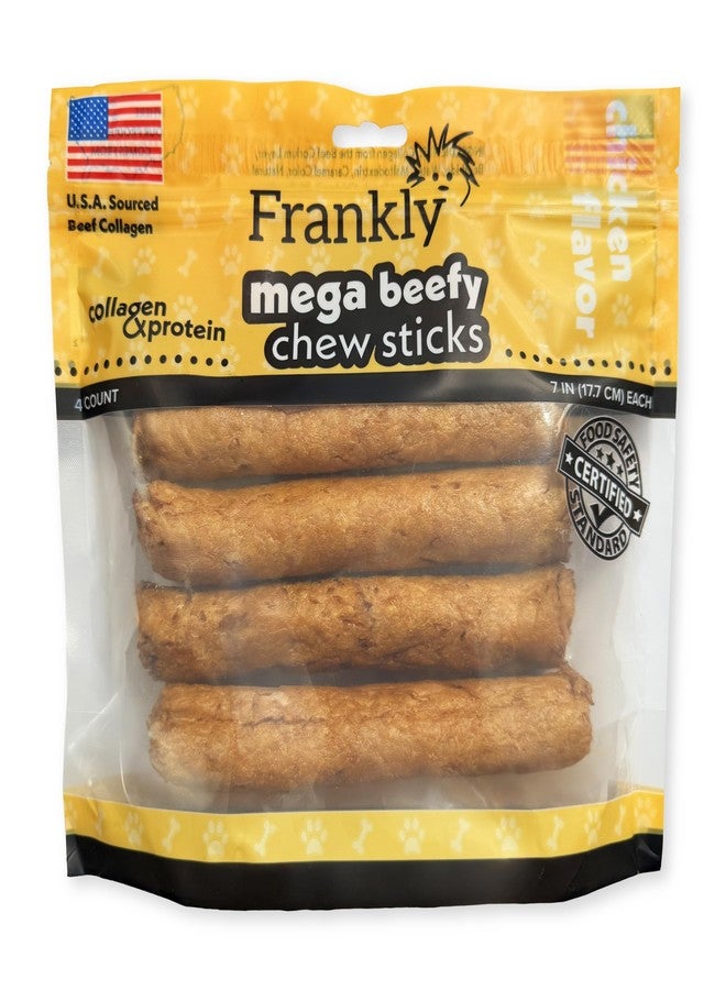 Frankly Original Pet - Chicken Flavored Mega Beefy Chew Stick for Dogs - High Protein Collegen Packed - Made in The U.S.A. - 4 Count 7" Stick - Image 1