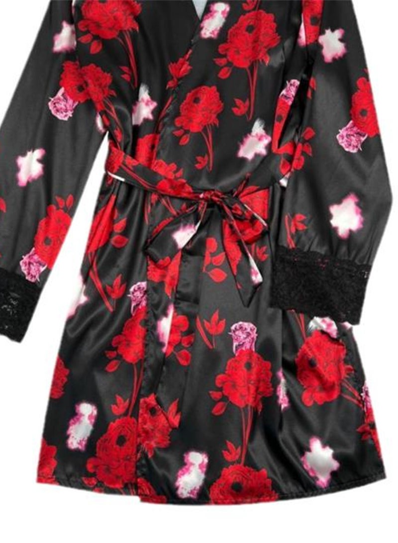 3pcs women's pajamas lace cardigan pajamas set - Image 4