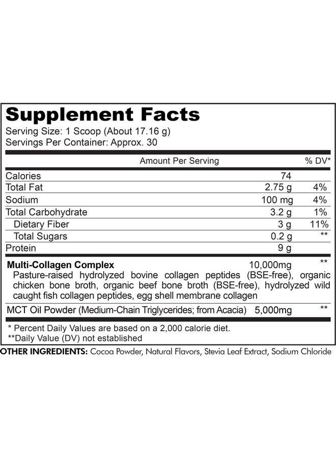 Codeage Multi Collagen Chocolate Protein Powder Hydrolyzed Collagen Peptides 5 Collagen Types Collagen Creamer Protein Shakes Mct Oil Hair Skin Nails Joints Grassfed Nongmo 18.17 Oz  - Image 3