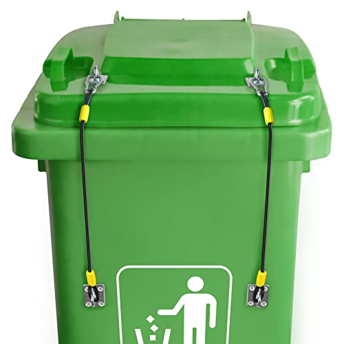 UYCCIMB Trash Can Lid Lock,Trash Can Locks for Animals Stop from Rummaging Metal Universal Lid Lock for Outdoor Garbage Cans-Durable Rubber Coated Braided Wire Rope(2 Pack)… - Image 1
