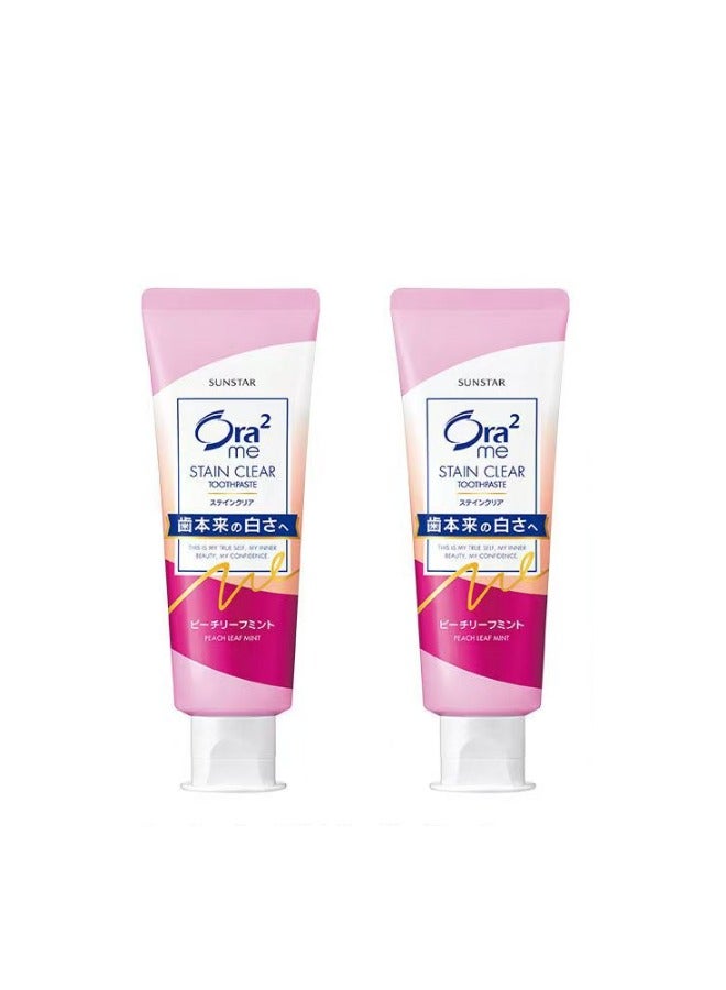 صن ستار Ora2 Sunstar بقعة واضحة تبييض معجون الأسنان 130g الخوخ ورقة النعناع ، حزمة من 2 - Image 1