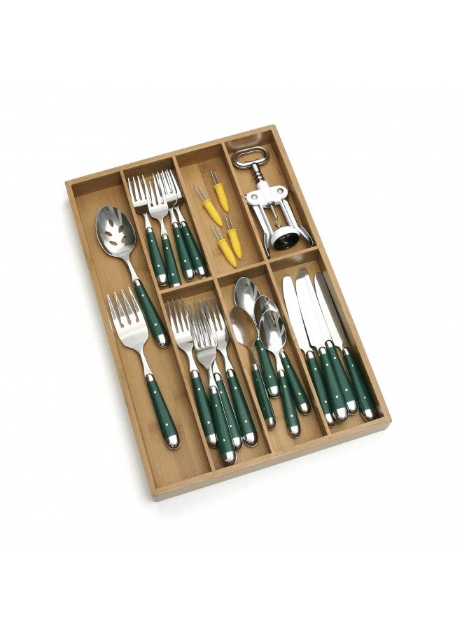 Lipper International 8877 Bamboo Wood Flatware Organizer with 7 Compartments, 12" x 17-1/2" x 1-3/4" - Image 3