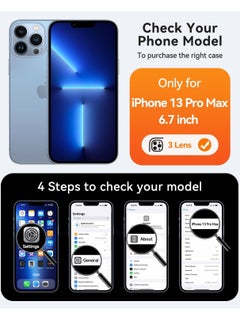 ESCASE Magnetic Cover for iPhone 13 Pro Max 6.7 Inch, MagSafe Compatible, Full Camera Protection, Translucent Matte Slim Protective Shockproof Case, Blue  - Image 2