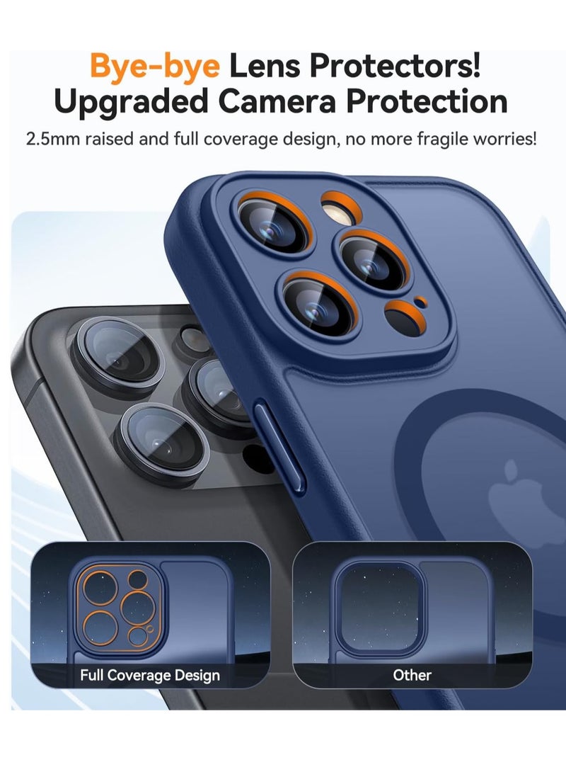 ESCASE Magnetic Cover for iPhone 13 Pro Max 6.7 Inch, MagSafe Compatible, Full Camera Protection, Translucent Matte Slim Protective Shockproof Case, Blue - Image 3