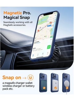 ESCASE Magnetic Cover for iPhone 13 Pro Max 6.7 Inch, MagSafe Compatible, Full Camera Protection, Translucent Matte Slim Protective Shockproof Case, Blue  - Image 4