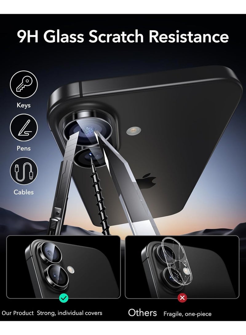 For Apple iPhone 17 Back Camera Lens Glass Protector / Lens Shield / Scratch-Resistant Camera Glass Protector - Black - Image 3