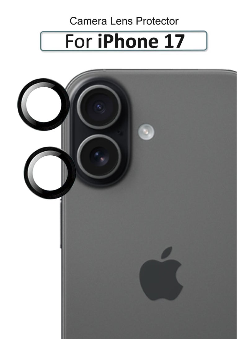 For Apple iPhone 17 Back Camera Lens Glass Protector / Lens Shield / Scratch-Resistant Camera Glass Protector - Black - Image 1