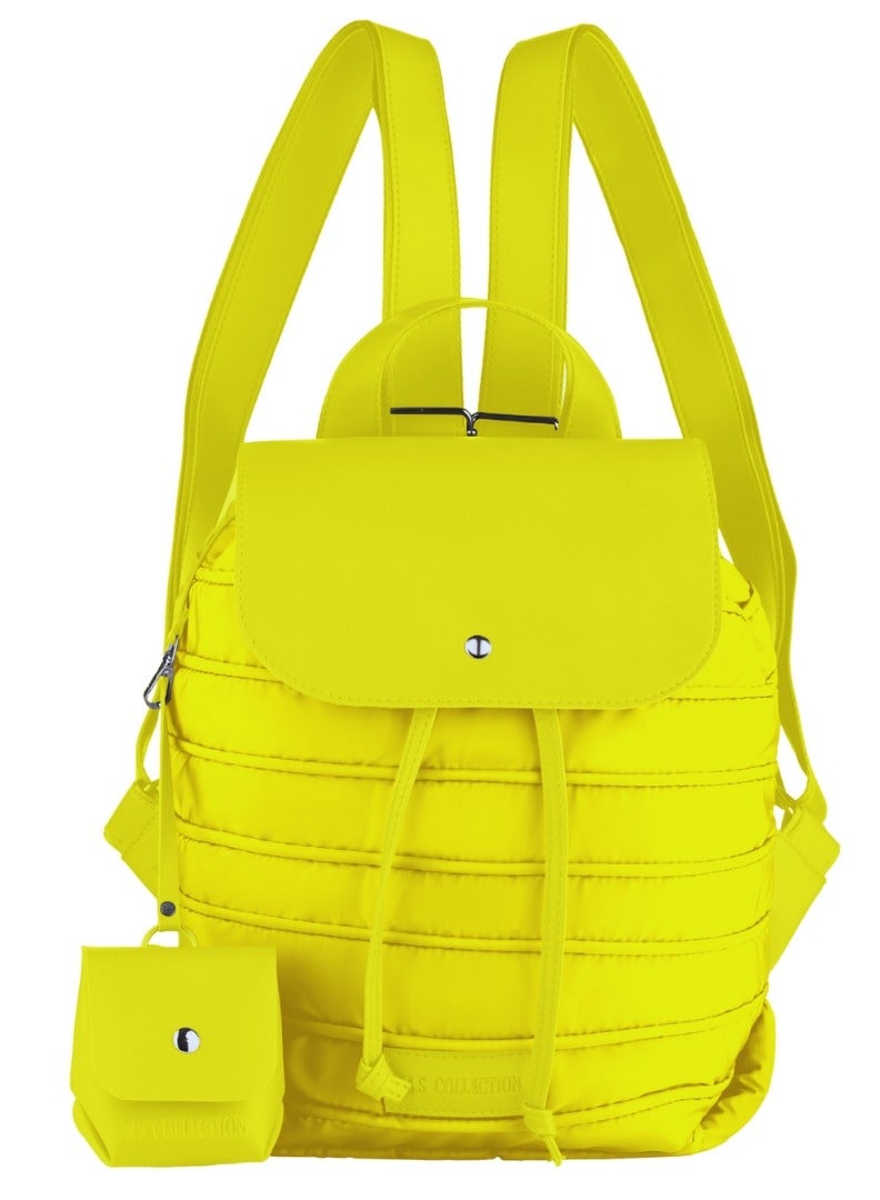 B.S COLLECTION Women's Backpack in Soft Fabric Waterproof Quilted Design Yellow BEE BACKPACK  - Image 1