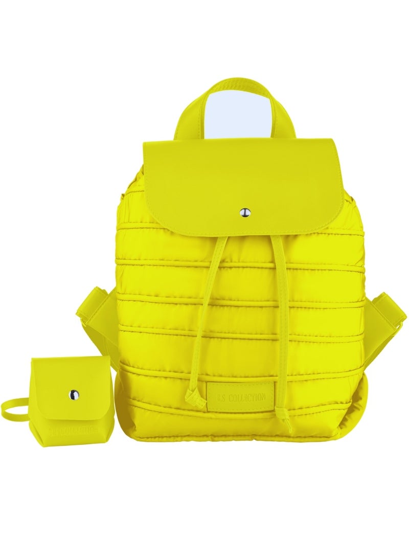 B.S COLLECTION Women's Backpack in Soft Fabric Waterproof Quilted Design Yellow BEE BACKPACK  - Image 2