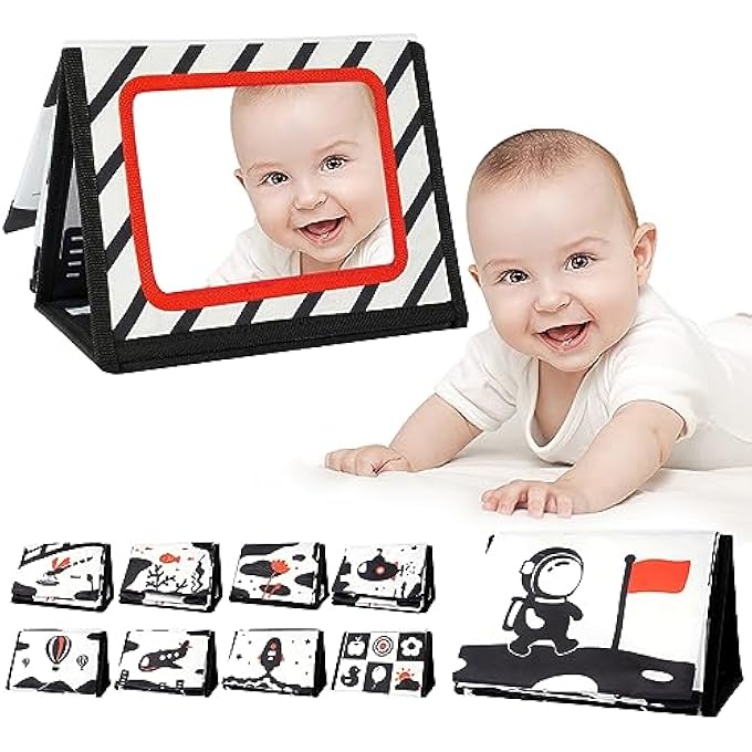 BABY TOY WITH CRINKLE BOOK, BABY TOY 0-9 MONTHS, FOLDABLE BABY TOY, PERCEPTION LEARNING TOY FOR NEWBORNS, GIFTS FOR BABIES, BLACK AND WHITE - Image 2