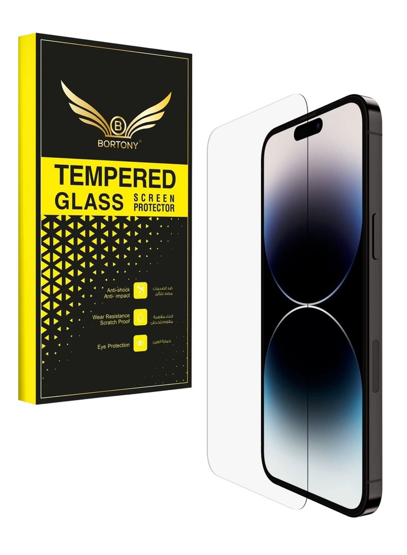 BORTONY Screen Protector for 14 Pro (6.1 inch) Premium HD Clear Tempered Glass Anti-Scratch Anti-Fingerprints Bubble-Free Ultra Resistant Compatible with Apple iPhone 14 Pro - Image 1