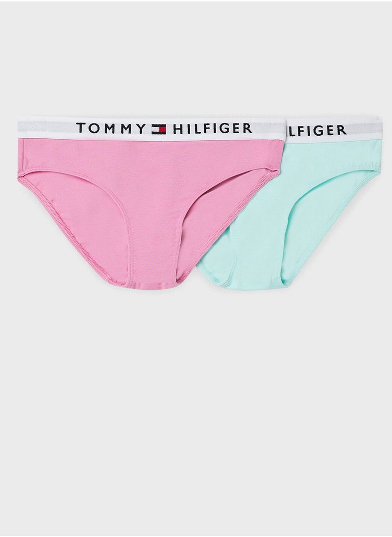 TOMMY HILFIGER Kids 2 Pack Logo Waistband Brief  - Image 1