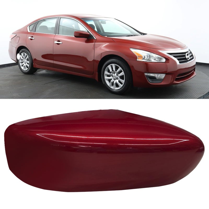 Moonlinks Compatible with Nissan Altima Mirror Cover Replacement 2013 2014 2015 2016 2017 2018 Red Mirror Cap Trim Without Turn Signal Light for Right Passenger Side