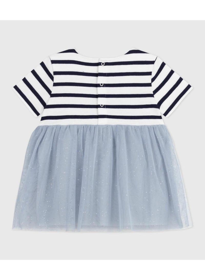 Petit Bateau Babies' short-sleeved dress in two materials - Image 3