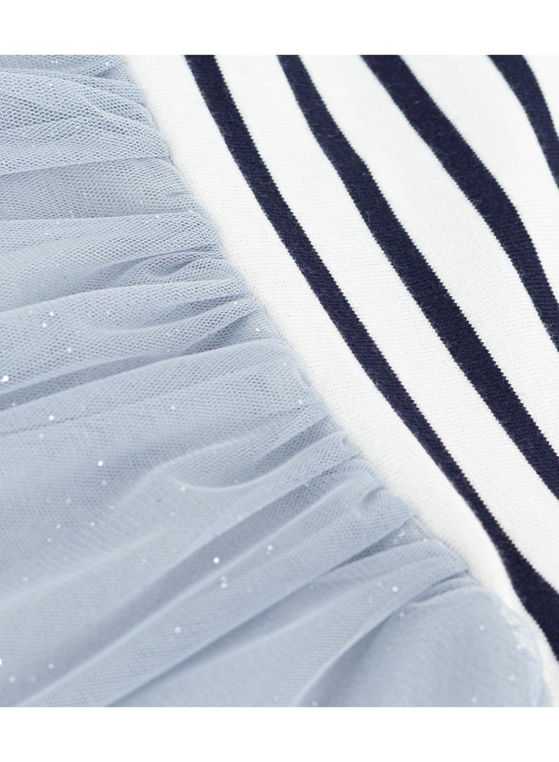 Petit Bateau Babies' short-sleeved dress in two materials - Image 4