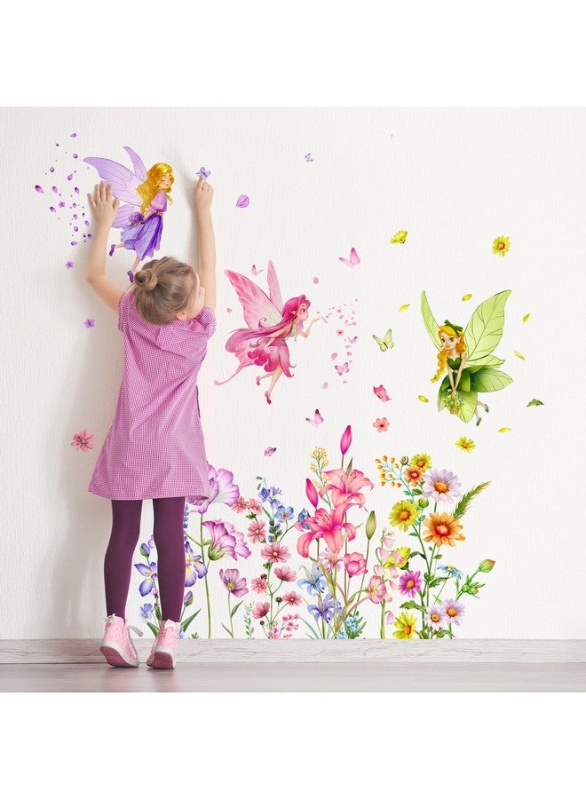 Supzone Flower Fairy Wall Stickers，Butterfly Girl Wall Decals，Removable Vinyl Wall Art Sticker for Girls Baby Nursery Kids Bedroom Living Room Bathroom - Image 2