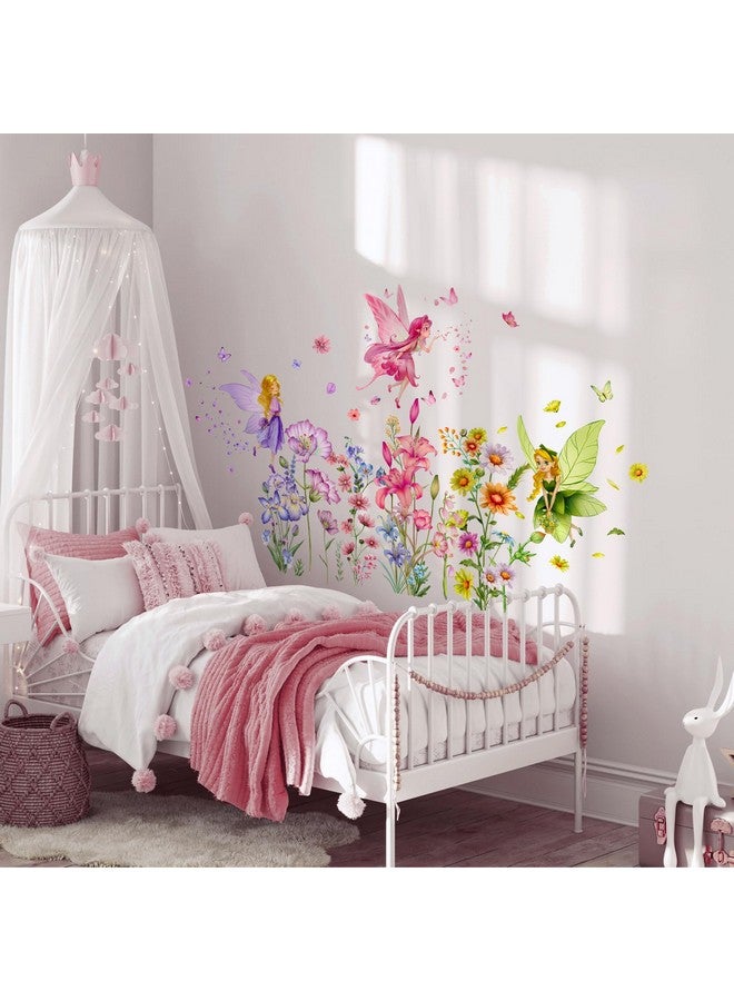 Supzone Flower Fairy Wall Stickers，Butterfly Girl Wall Decals，Removable Vinyl Wall Art Sticker for Girls Baby Nursery Kids Bedroom Living Room Bathroom - Image 4