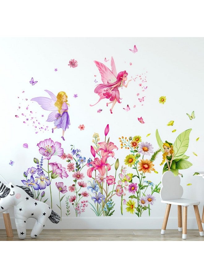 Supzone Flower Fairy Wall Stickers，Butterfly Girl Wall Decals，Removable Vinyl Wall Art Sticker for Girls Baby Nursery Kids Bedroom Living Room Bathroom - Image 3