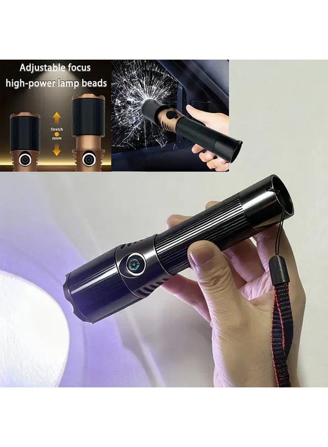 Portable Black Aluminum Alloy Flashlight 2000 Lumens 1200mAh Durable Shockproof Emergency Light - Image 2