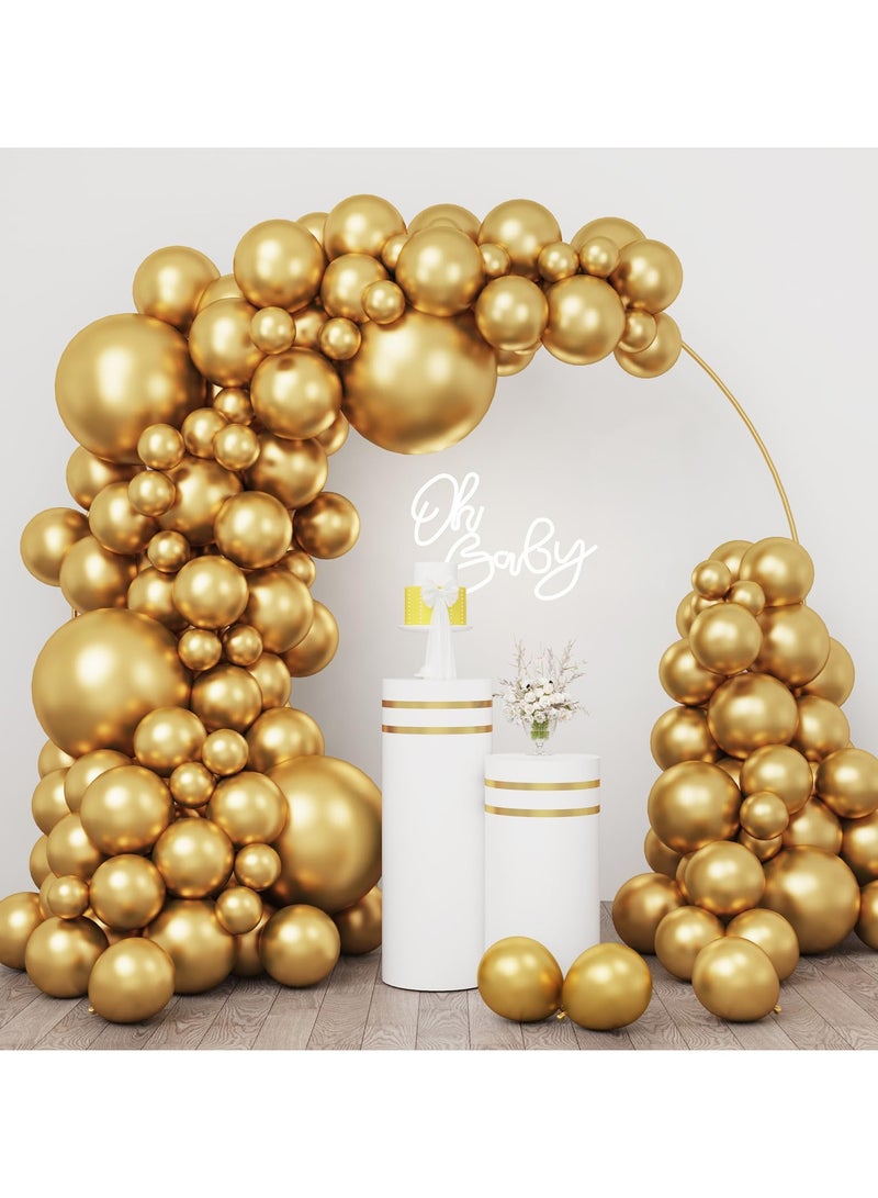 154pcs Gold Balloons Different Sizes 18 12 10 5 Inches for Garland Arch, Chrome Metallic Gold Balloons for Birthday Baby Shower Graduation Wedding Anniversary Party Decorations - Image 1