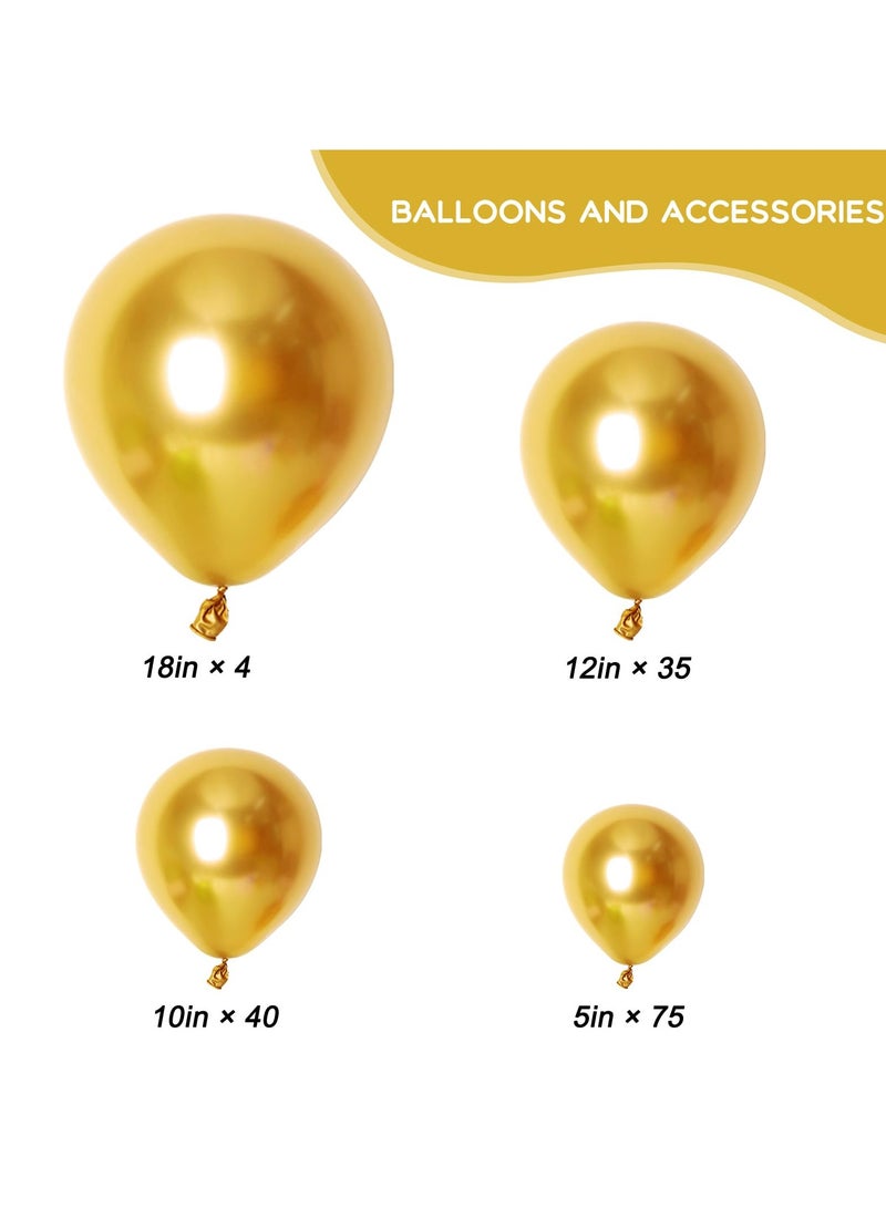 154pcs Gold Balloons Different Sizes 18 12 10 5 Inches for Garland Arch, Chrome Metallic Gold Balloons for Birthday Baby Shower Graduation Wedding Anniversary Party Decorations - Image 2