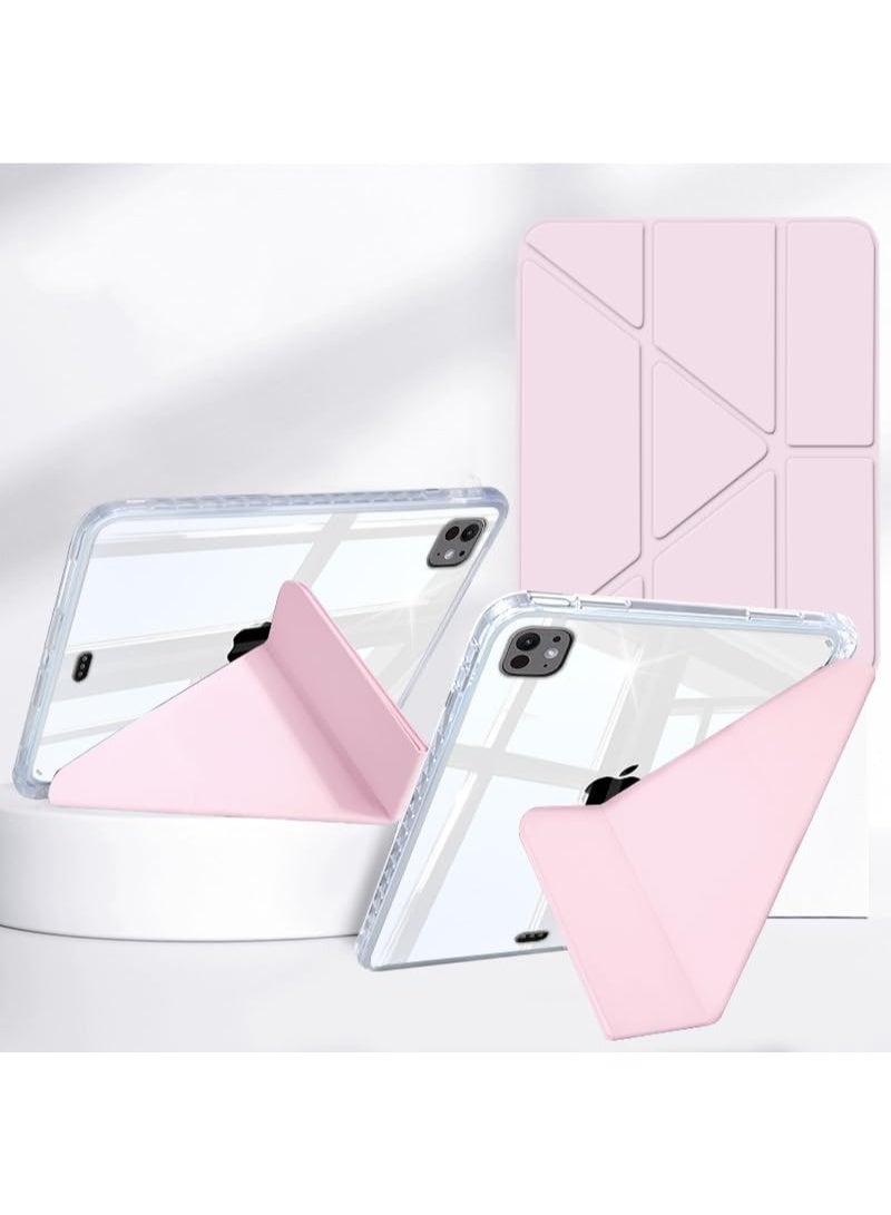 ELTRAZONE Case for iPad Pro 11 Inch M4 2024 A2836 A2837 A3006, Multi-View Flip Case with Pencil Holder, Shockproof Protective Cover, Clear Transparent Back Panel, Pink - Image 1