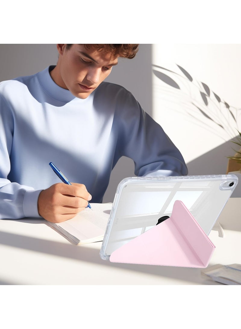 ELTRAZONE Case for iPad Pro 11 Inch M4 2024 A2836 A2837 A3006, Multi-View Flip Case with Pencil Holder, Shockproof Protective Cover, Clear Transparent Back Panel, Pink - Image 3