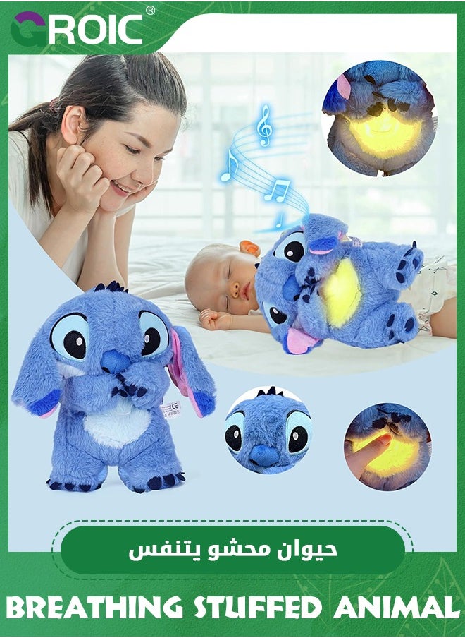GROIC Stitch Plush Toy with Rhythmic Breathing and Music Lights, Breathing Cartoon Anxiety Relief Plushies, Stitch Stuffed Animal Plush Dolls, Stitch Baby Sound Machine for Sleep (Blue)  - Image 3