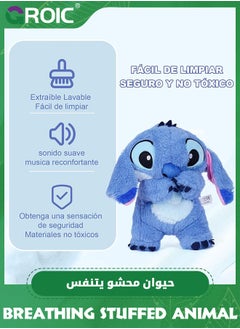 GROIC Stitch Plush Toy with Rhythmic Breathing and Music Lights, Breathing Cartoon Anxiety Relief Plushies, Stitch Stuffed Animal Plush Dolls, Stitch Baby Sound Machine for Sleep (Blue)  - Image 5