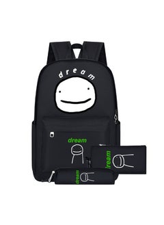 Dream Backpack Large Capacity For Middle Elementary School Students My World Themed Double Shoulder Backpack For Grades 3 To 6 F-three-piece set