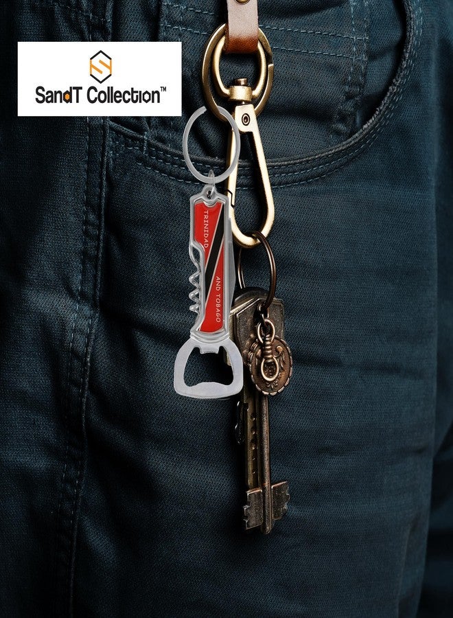 SandT Collection Multifunctional Bottle Opener Keychain Corkscrew Keychains - Carribean Countries (Trinidad and Tobago) - Image 2