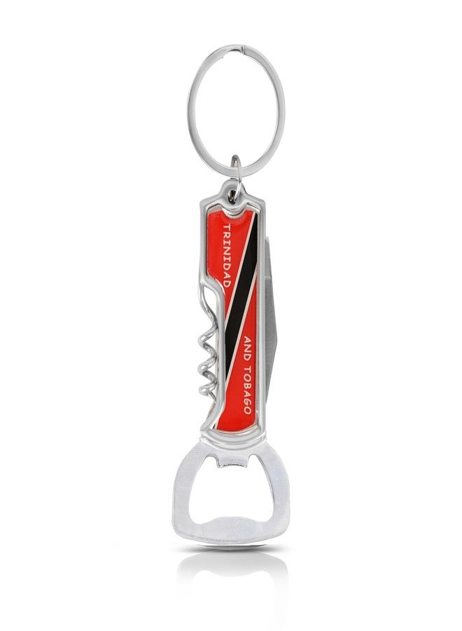 SandT Collection Multifunctional Bottle Opener Keychain Corkscrew Keychains - Carribean Countries (Trinidad and Tobago) - Image 1