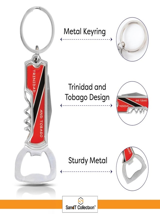 SandT Collection Multifunctional Bottle Opener Keychain Corkscrew Keychains - Carribean Countries (Trinidad and Tobago) - Image 4